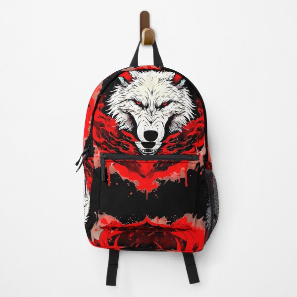 Item preview, White Neon Wolf with Red Antlers | Cyberpunk designed and sold by Neer arts.