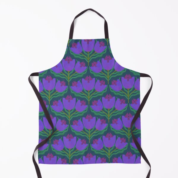Item preview, ANNA’S APRON TOP TULIPS DARK TEAL designed and sold by Marni Scofidio Desi9ns.