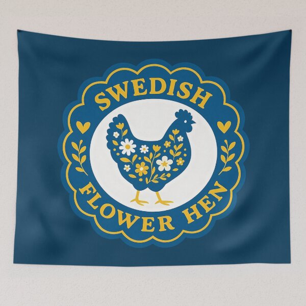 Item preview, Swedish Flower Hen – Nordic Heritage Chicken Breed Tribute – Scandinavian Folk Art by heidiannemorris © designed and sold by FOLK ART FUSION by heidiannemorris.