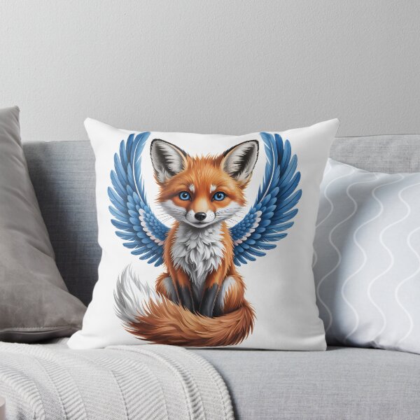 Item preview, Magical Fox with Blue Wings: Whimsical Fantasy Animal Art designed and sold by RudArtAI.