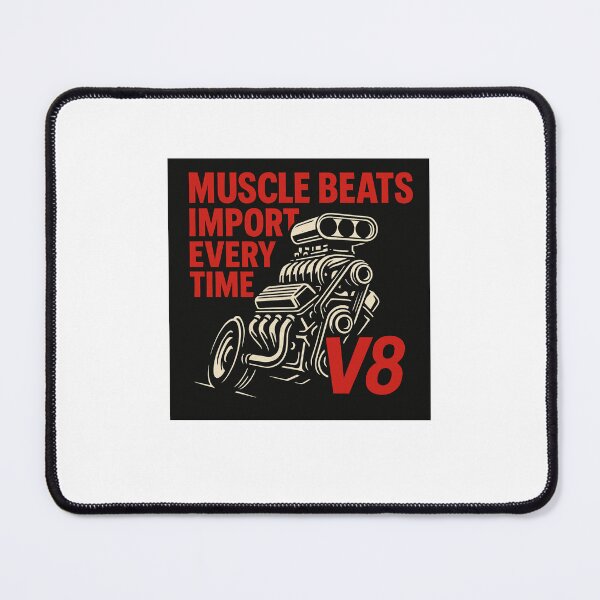 Item preview, V8 Muscle Car Quote | Muscle Beats Import Every Time Red Typography Engine designed and sold by Fleetwood1994.