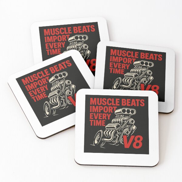 Item preview, V8 Muscle Car Quote | Muscle Beats Import Every Time Red Typography Engine designed and sold by Fleetwood1994.