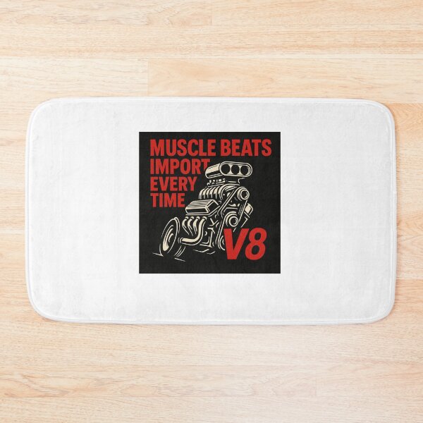 Item preview, V8 Muscle Car Quote | Muscle Beats Import Every Time Red Typography Engine designed and sold by Fleetwood1994.