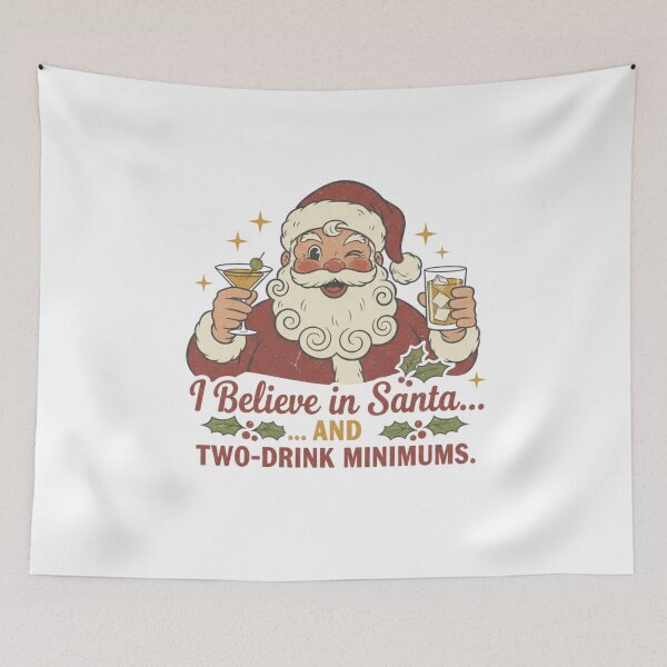 Item preview, Funny Santa Christmas T-Shirt – I Believe in Santa and Two-Drink Minimums Retro Holiday Party Tee designed and sold by justyna-s28.