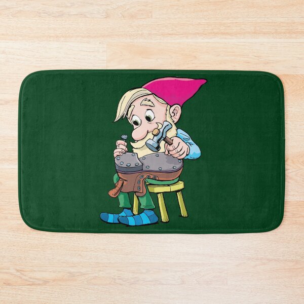 Item preview, dwarf shoemaker holds a hammer in his hand and repairs a shoe designed and sold by duxpavlic.