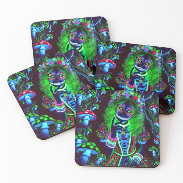 Item preview, Neon Queen of the Forest — Fluorescent Lady Among Mushrooms designed and sold by FusiTink.