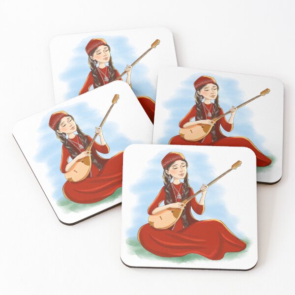 Item preview, kazakh girl with dombyra designed and sold by artbymadina.