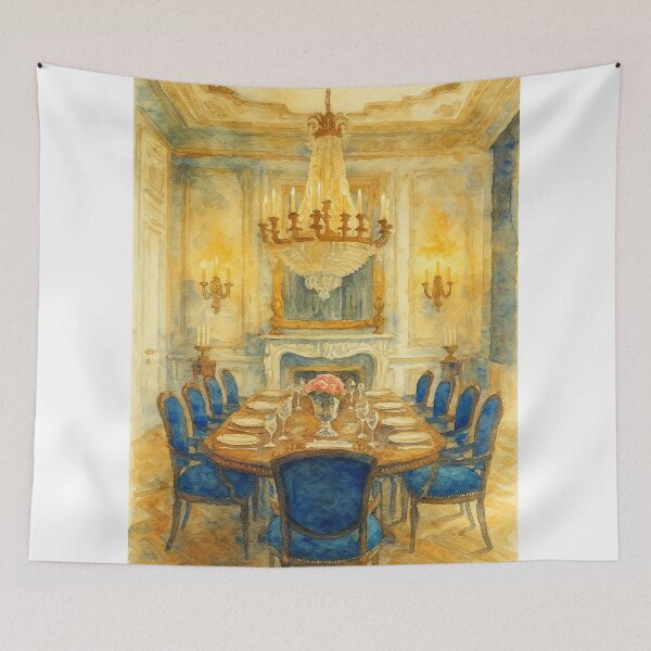 Item preview, Watercolor Old Chic Dining Room  designed and sold by ArtQueen777.