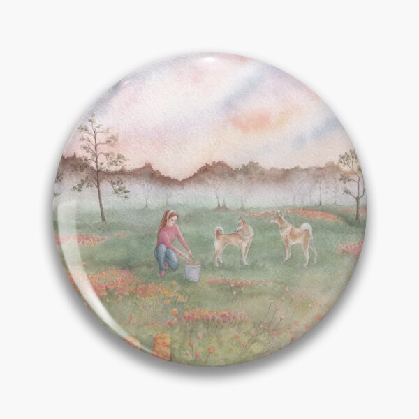 Item preview, Young woman pick cloudberries in a forest swamp designed and sold by IrinaIkar.