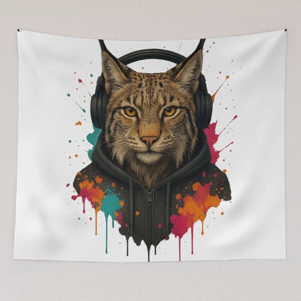 Item preview, Lynx Loud – Lynx with Headphones & Hoodie (Color Splash Street Art) designed and sold by thtCMRAguy.
