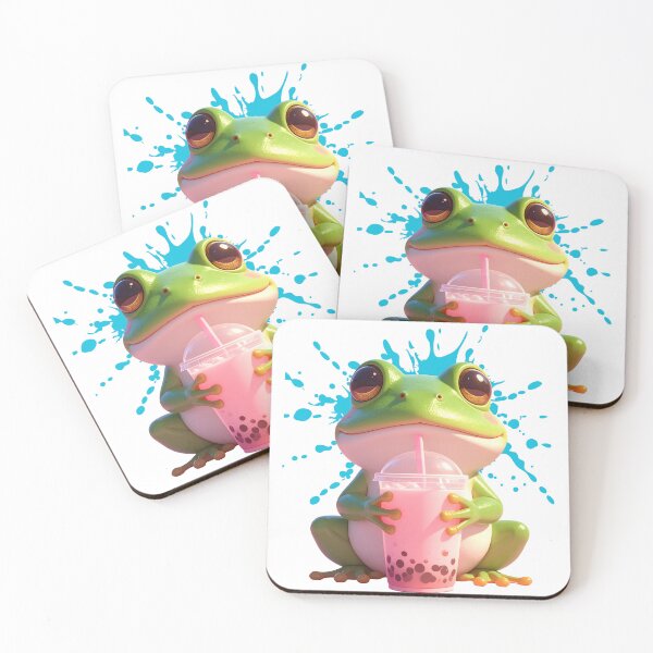 Item preview, Adorable Frog with Pink Bubble Tea designed and sold by Patcha..
