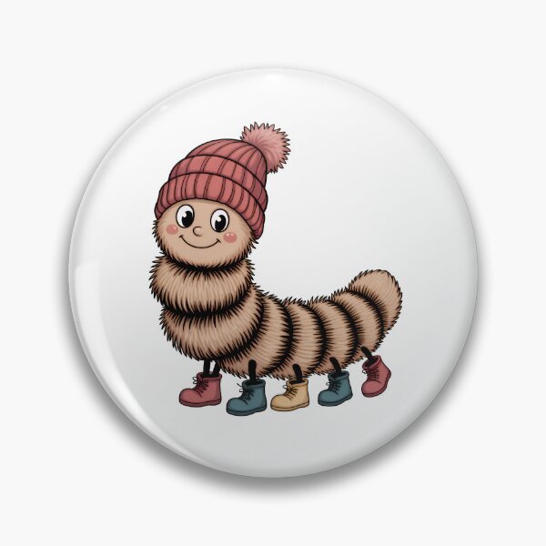 Item preview, Cute Kawaii Caterpillar in Winter Hat & Boots: Adorable Cartoon Bug designed and sold by RudArtAI.