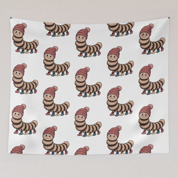 Item preview, Cute Kawaii Caterpillar in Winter Hat & Boots: Adorable Cartoon Bug designed and sold by RudArtAI.