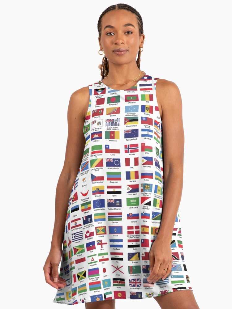 World Flags With Country Names Flag A-Line Dress