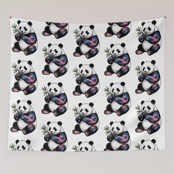 Item preview, Magical Celestial Panda: Galaxy Fur Animal Eating Bamboo designed and sold by RudArtAI.