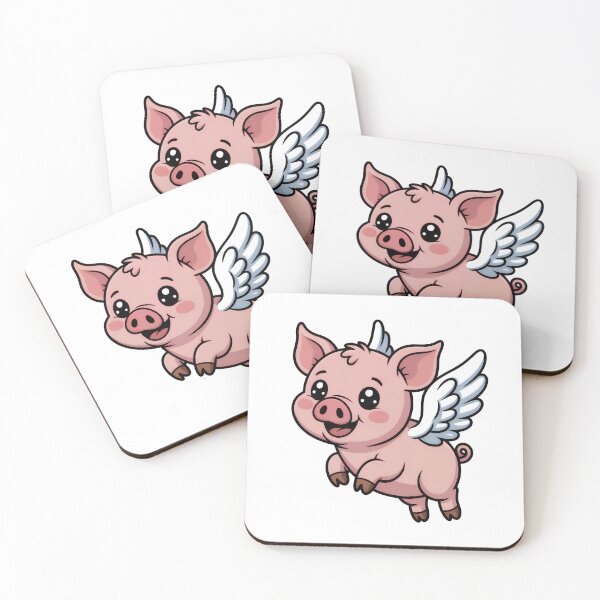 Item preview, Cute Kawaii Flying Pig: Adorable Chibi Piglet with Wings designed and sold by RudArtAI.
