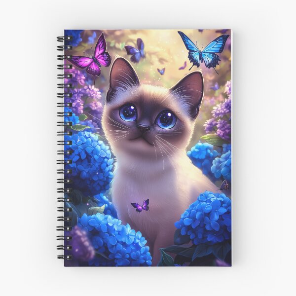 Item preview, Siamese Cat with Butterflies and Flowers designed and sold by PetsArt.