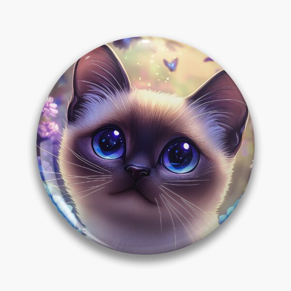Item preview, Siamese Cat with Butterflies and Flowers designed and sold by PetsArt.