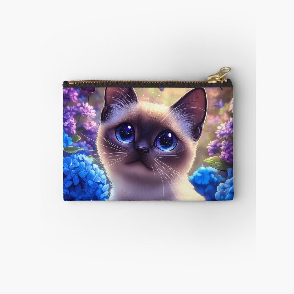 Item preview, Siamese Cat with Butterflies and Flowers designed and sold by PetsArt.
