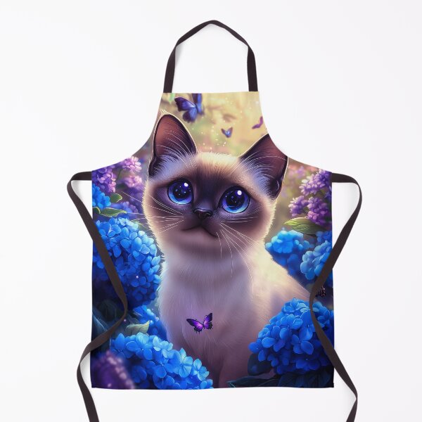 Item preview, Siamese Cat with Butterflies and Flowers designed and sold by PetsArt.