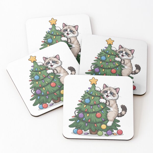 Item preview, Ragdoll cat merry Christmas tree designed and sold by kaka8888.