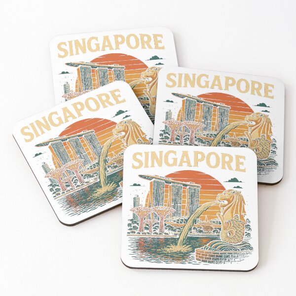 Item preview, Singapore Merlion Retro Skyline Vintage Travel Souvenir Design designed and sold by UrbanKangaroo.