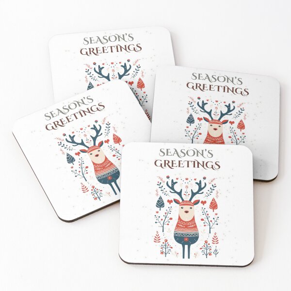 Item preview, Scandinavian Hygge Christmas Card – Elegant Deer with Leaf & Tree Motif designed and sold by lisa-diver.