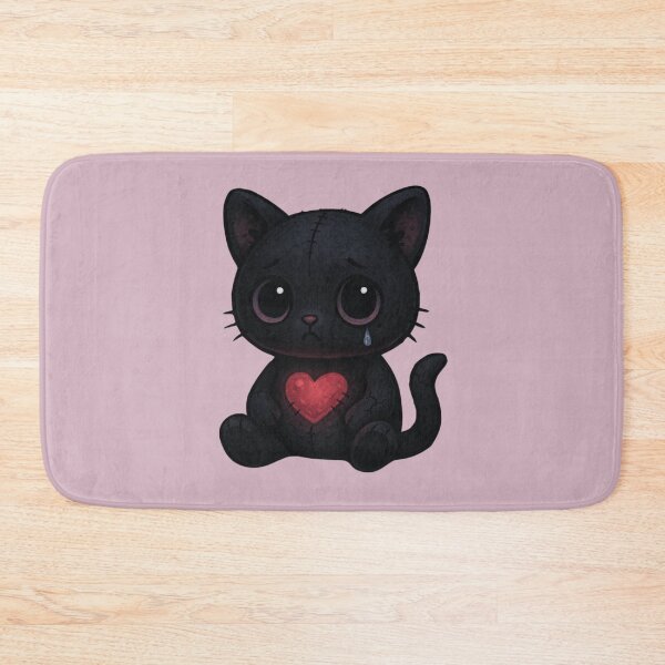 Item preview, Sad Black Cat – Broken Heart Kawaii Art designed and sold by LiLeDesigns.