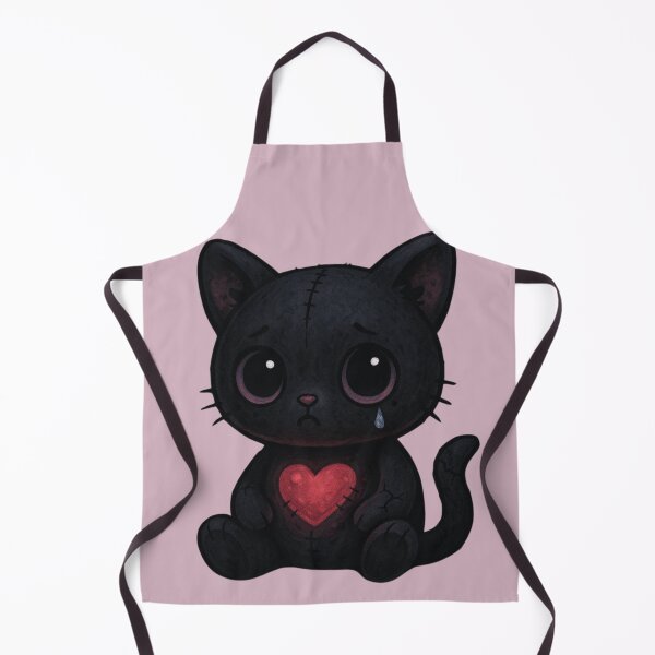 Item preview, Sad Black Cat – Broken Heart Kawaii Art designed and sold by LiLeDesigns.