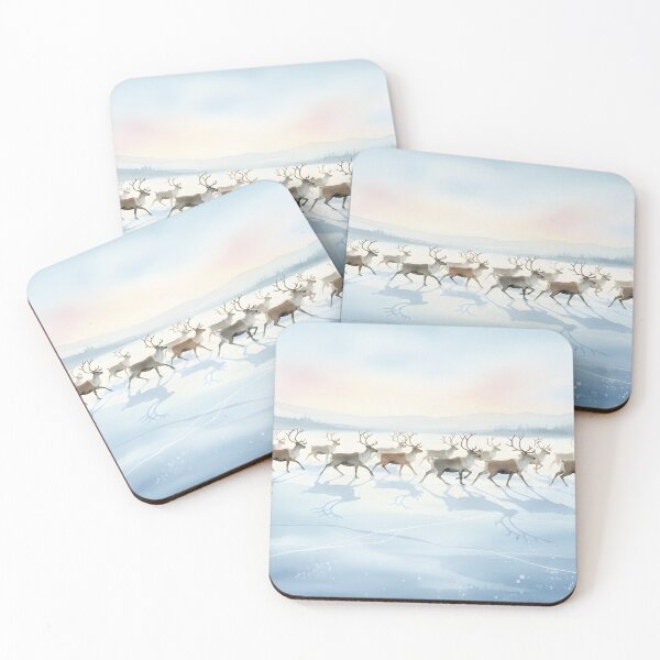 Item preview, Herd of reindeer running across a vast frozen winter landscape designed and sold by homydesign.