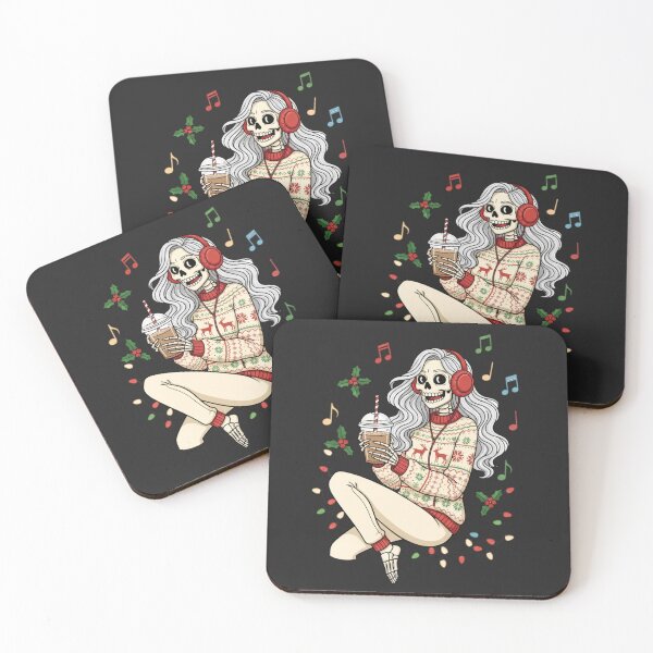 Item preview, Festive Chill Skeleton Girl | Cool Christmas Coffee Vibes designed and sold by ColorSplash123.