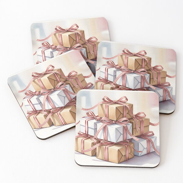 Item preview, Stack of wrapped gift boxes with striped ribbons designed and sold by homydesign.