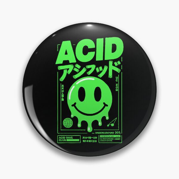 Item preview, ACID Rave Smiley – Melting Neon Green Acid House 303 Techno Underground Graphic designed and sold by BrainBubbleArt.