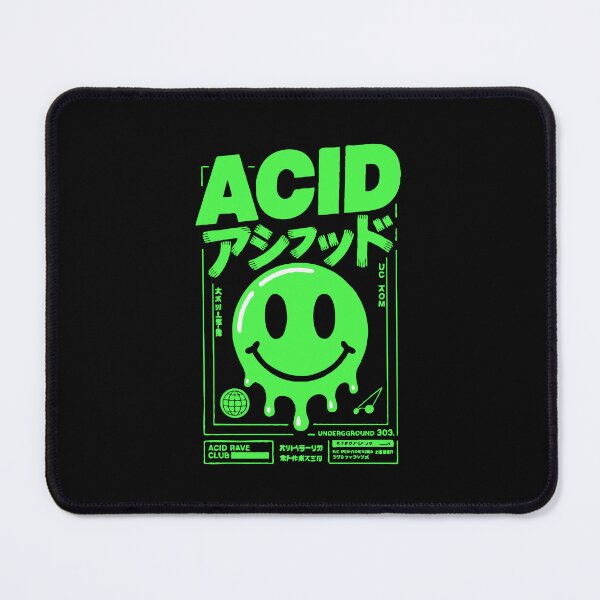 Item preview, ACID Rave Smiley – Melting Neon Green Acid House 303 Techno Underground Graphic designed and sold by BrainBubbleArt.