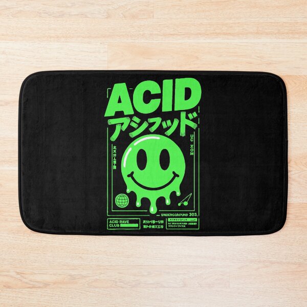 Item preview, ACID Rave Smiley – Melting Neon Green Acid House 303 Techno Underground Graphic designed and sold by BrainBubbleArt.