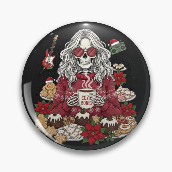 Item preview, Skeleton Woman Enjoying Christmas Music | Festive Gothic Holiday Art designed and sold by ColorSplash123.