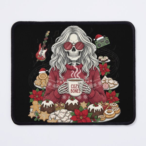 Item preview, Skeleton Woman Enjoying Christmas Music | Festive Gothic Holiday Art designed and sold by ColorSplash123.