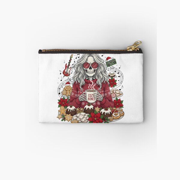 Item preview, Skeleton Woman Enjoying Christmas Music | Festive Gothic Holiday Art designed and sold by ColorSplash123.