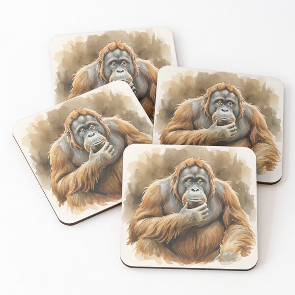Item preview, A contemplative orangutan with its hand resting on its chin designed and sold by homydesign.