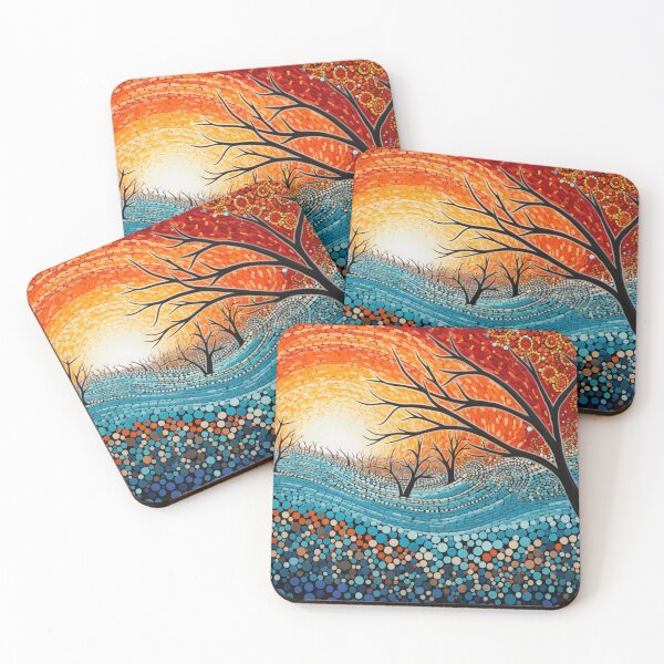 Item preview, Aboriginal Inspired Dot Art - With Trees at Dawn designed and sold by GrinGalore.