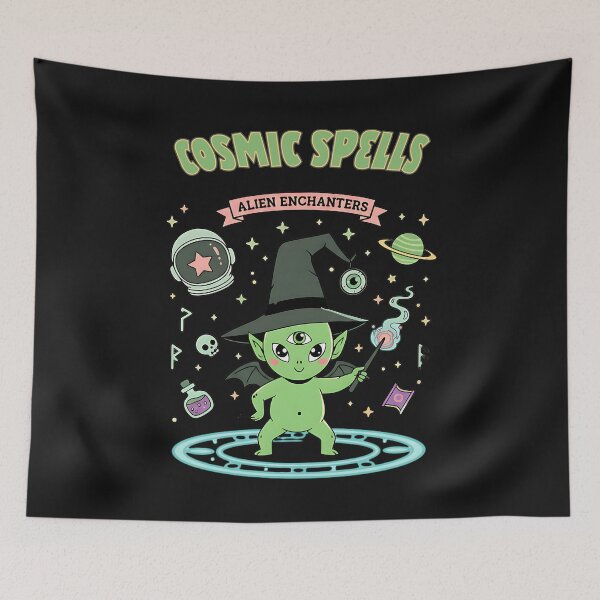 Item preview, Cosmic Spells Alien Enchanter - Cute Space Wizard Art designed and sold by AwesomeBeyondLimits.