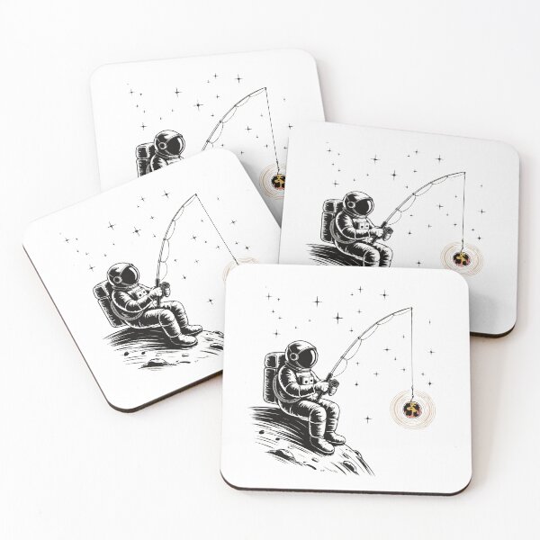 Item preview, Astronaut Fishing the Stars – Cosmic Dream Surreal Space Art, Galaxy Fantasy Illustration designed and sold by BrainBubbleArt.