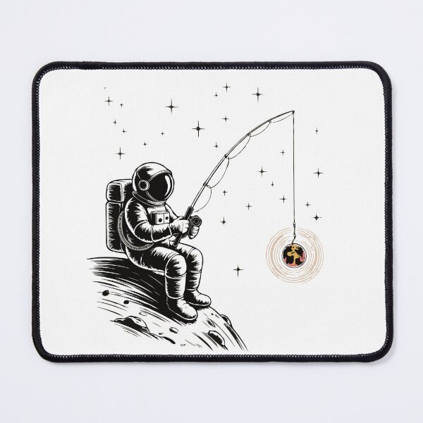 Item preview, Astronaut Fishing the Stars – Cosmic Dream Surreal Space Art, Galaxy Fantasy Illustration designed and sold by BrainBubbleArt.