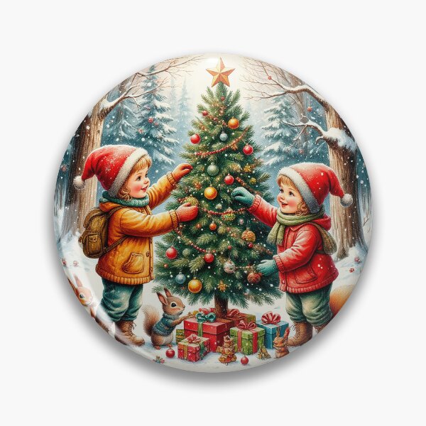 Item preview, Vintage Christmas Magic – Children Decorating the Tree designed and sold by AmetistLight.