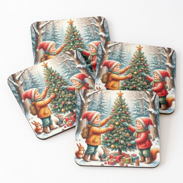 Item preview, Vintage Christmas Magic – Children Decorating the Tree designed and sold by AmetistLight.