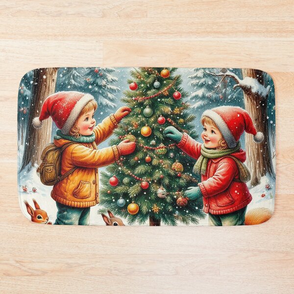 Item preview, Vintage Christmas Magic – Children Decorating the Tree designed and sold by AmetistLight.