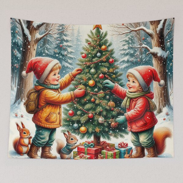 Item preview, Vintage Christmas Magic – Children Decorating the Tree designed and sold by AmetistLight.