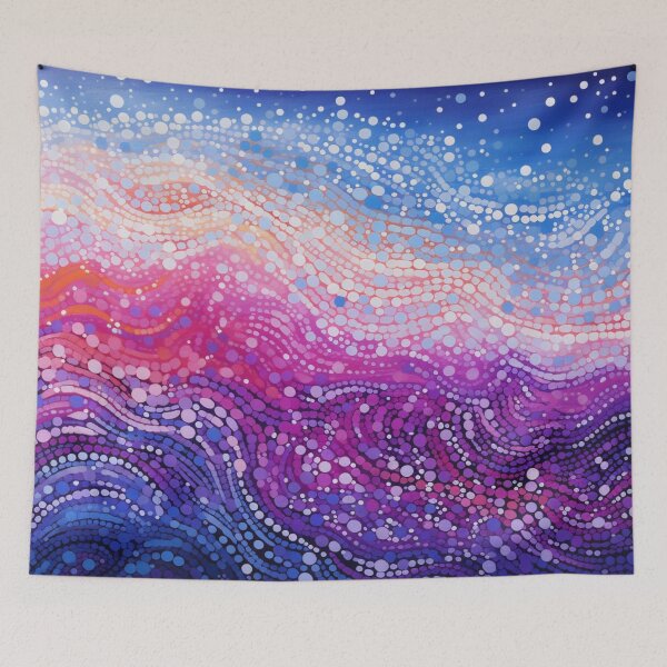 Item preview, Aboriginal Inspired Dot Art - With Waves of Blue and Purple designed and sold by GrinGalore.