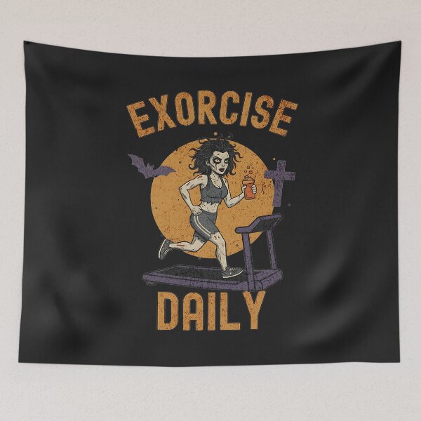 Item preview, EXORCISE DAILY - Funny Zombie Woman Treadmill Workout Pun designed and sold by AwesomeBeyondLimits.