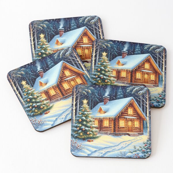 Item preview, Cozy Christmas Cabin in the Snowy Forest – Holiday Magic Scene designed and sold by AmetistLight.